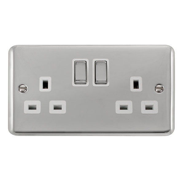 Click Deco Plus Polished Chrome 13A Double Switched Socket DPCH536WH