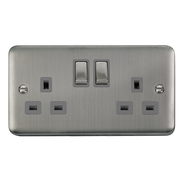 Click Deco Plus Stainless Steel 13A Double Switched Socket DPSS536GY