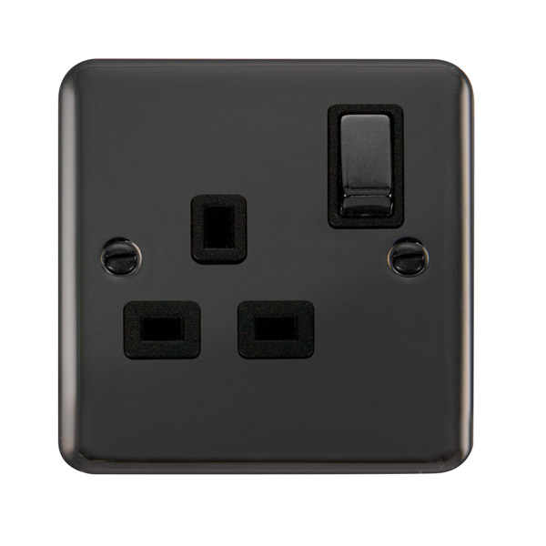 Click Deco Plus Black Nickel 13A Single Switched Socket DPBN535BK