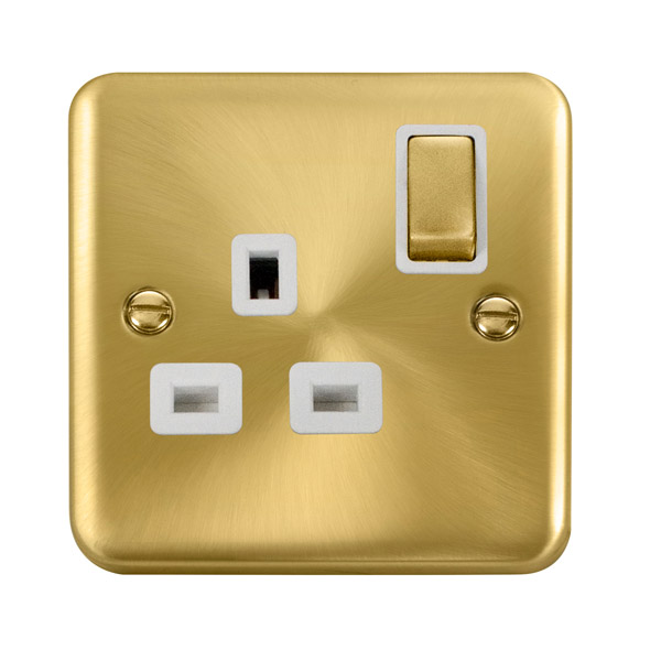 Click Deco Plus Satin Brass 13A Single Switched Socket DPSB535WH