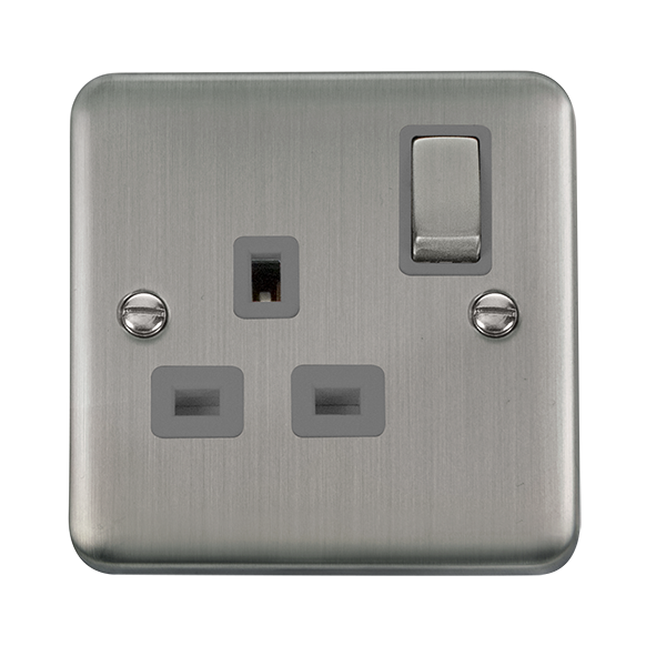 Click Deco Plus Stainless Steel 13A Single Switched Socket DPSS535GY