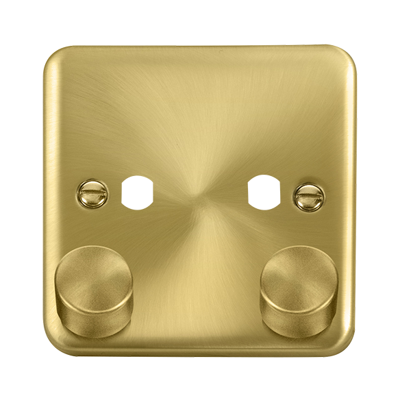 Click Deco Plus Satin Brass 2 Gang Empty Dimmer Plate & Knobs DPSB152PL
