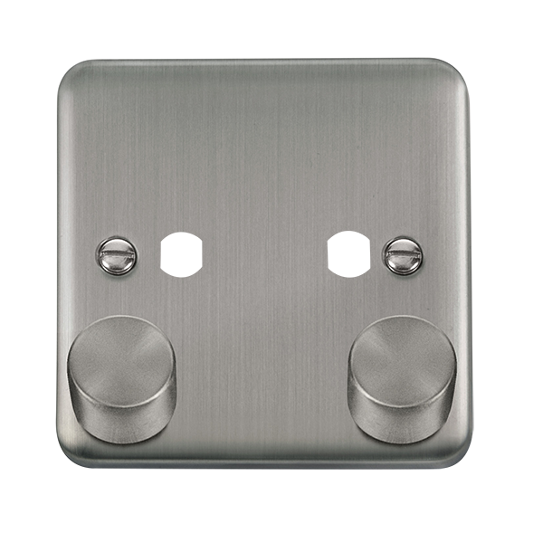 Click Deco Plus Stainless Steel 2 Gang Empty Dimmer Plate & Knobs DPSS152PL