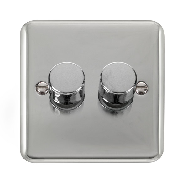 Click Deco Plus Polished Chrome 2 Gang 2 Way 400Va Dimmer Switch DPCH152 