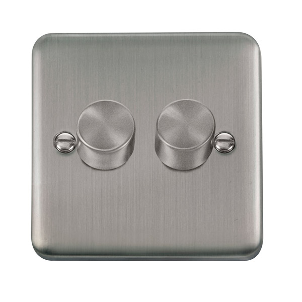 Click Deco Plus Stainless Steel 2 Gang 2 Way 400Va Dimmer Switch DPSS152