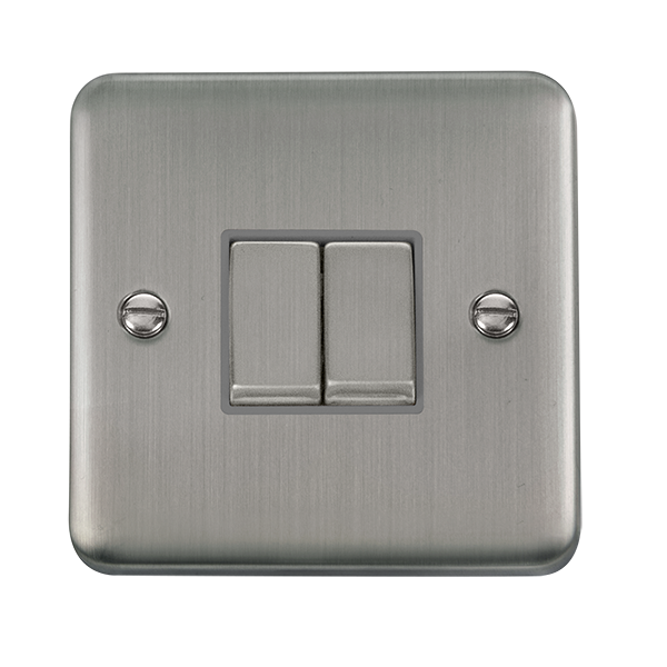 Click Deco Plus Stainless Steel 2 Gang 2 Way Ingot Switch DPSS412GY