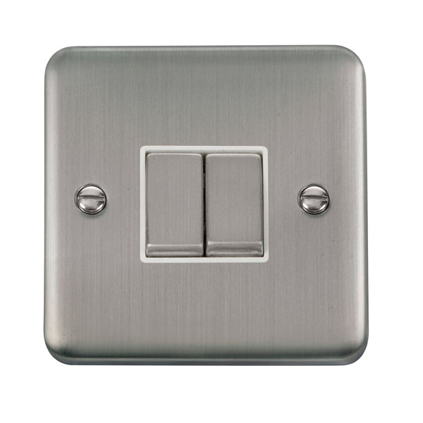 Click Deco Plus Stainless Steel 2 Gang 2 Way Ingot Switch DPSS412WH