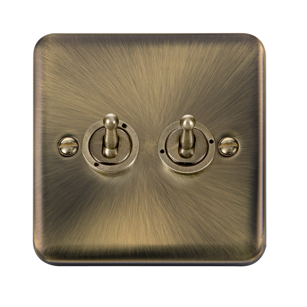 Click Deco Plus Antique Brass 2 Gang 2 Way Toggle Switch DPAB422