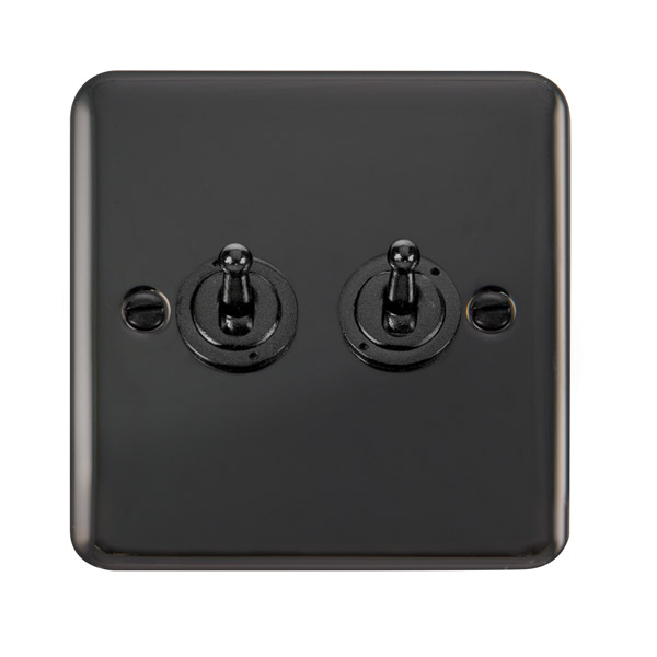 Click Deco Plus Black Nickel 2 Gang 2 Way Toggle Switch DPBN422