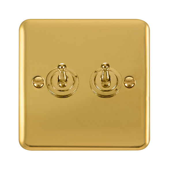 Click Deco Plus Polished Brass 2 Gang 2 Way Toggle Switch DPBR422