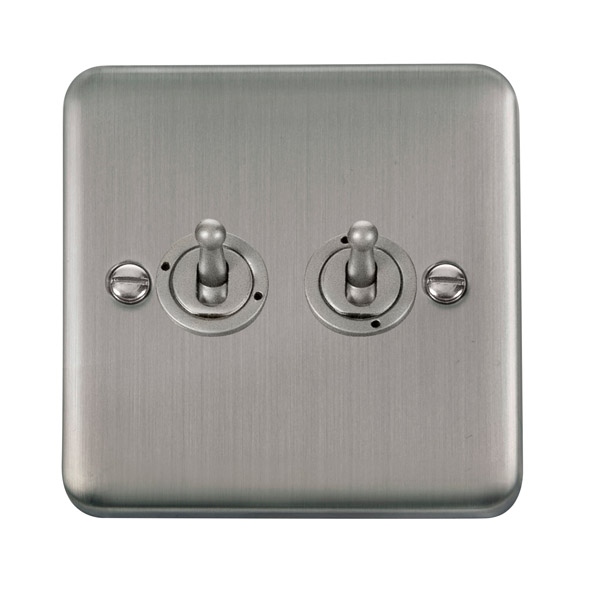 Click Deco Plus Stainless Steel 2 Gang 2 Way Toggle Switch DPSS422