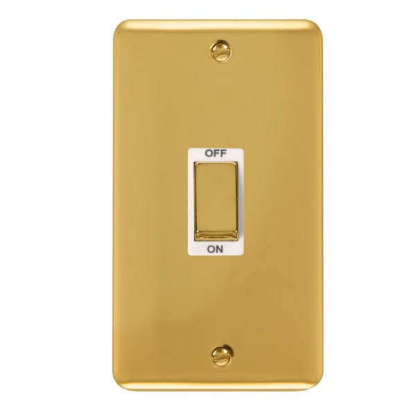 Click Deco Plus Polished Brass 2 Gang 45A Double Pole Switch DPBR502WH