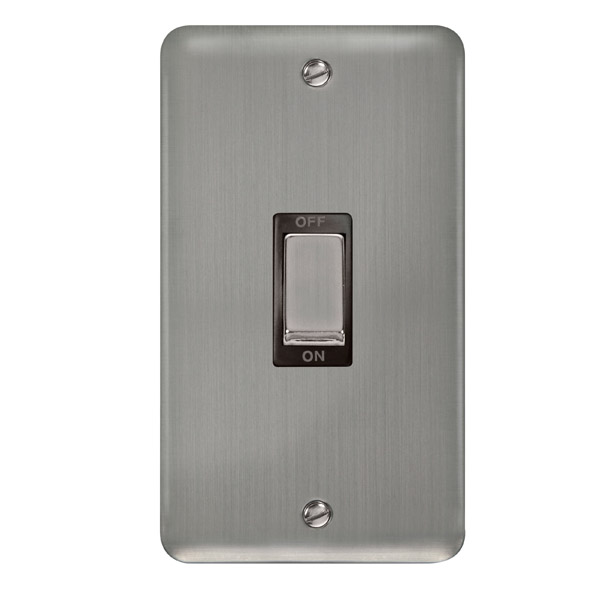 Click Deco Plus Stainless Steel 2 Gang 45A Double Pole Switch DPSS502BK