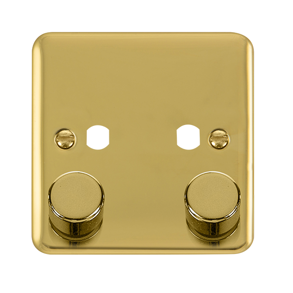 Click Deco Plus Polished Brass 2 Gang Empty Dimmer Plate & Knobs DPBR152PL