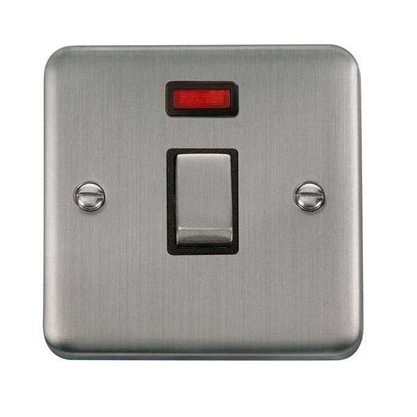 Click Deco Plus Stainless Steel 20A Double Pole Switch with Neon DPSS723BK