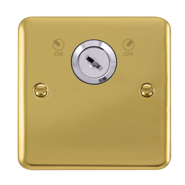 Click Deco Plus Polished Brass 20A DP Key Lockable Switch DPBR660