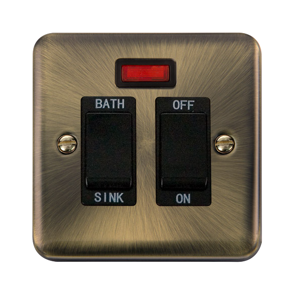 Click Deco Plus Antique Brass 20A Double Pole Sink/Bath Switch DPAB024BK