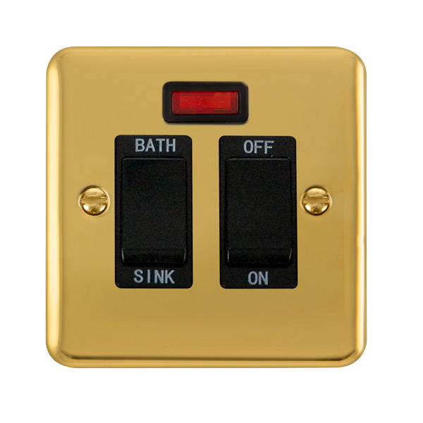 Click Deco Plus Polished Brass 20A Double Pole Sink/Bath Switch DPBR024BK