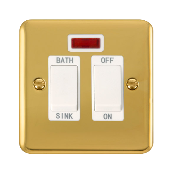 Click Deco Plus Polished Brass 20A Double Pole Sink/Bath Switch DPBR024WH