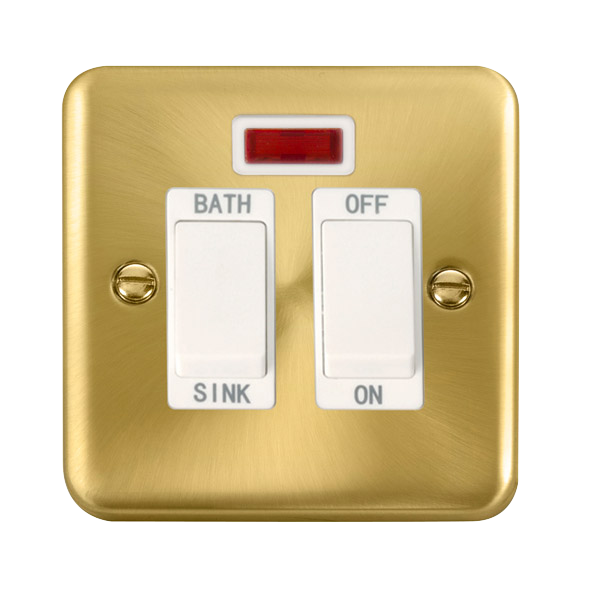 Click Deco Plus Satin Brass 20A Double Pole Sink/Bath Switch DPSB024WH