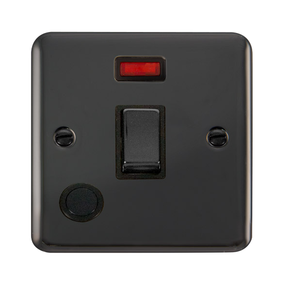 Click Deco Plus Black Nickel 20A Double Pole Switch with Flex Outlet and Neon DPBN523BK