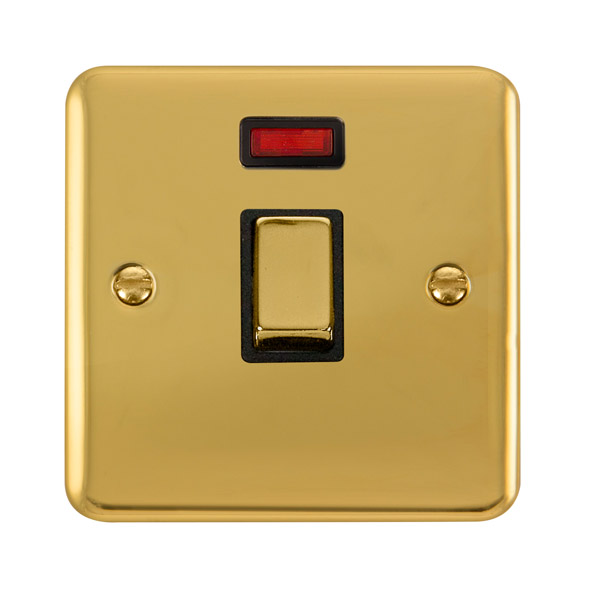 Click Deco Plus Polished Brass 20A Double Pole Switch with Neon DPBR723BK