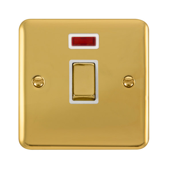 Click Deco Plus Polished Brass 20A Double Pole Switch with Neon DPBR723WH