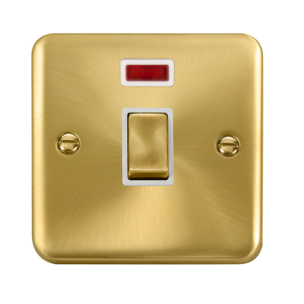 Click Deco Plus Satin Brass 20A Double Pole Switch with Neon DPSB723WH
