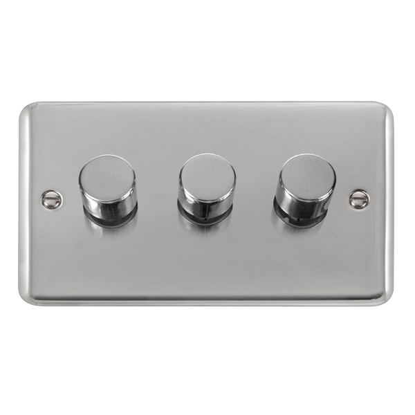 Click Deco Plus Polished Chrome 3 Gang 2 Way 100W LED Dimmer Switch DPCH163