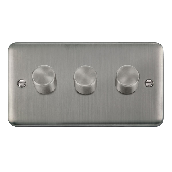 Click Deco Plus Stainless Steel 3 Gang 2 Way 100W LED Dimmer Switch DPSS163