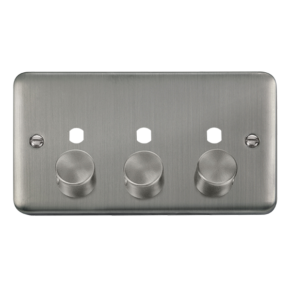 Click Deco Plus Stainless Steel 3 Gang Empty Dimmer Plate & Knobs DPSS153PL