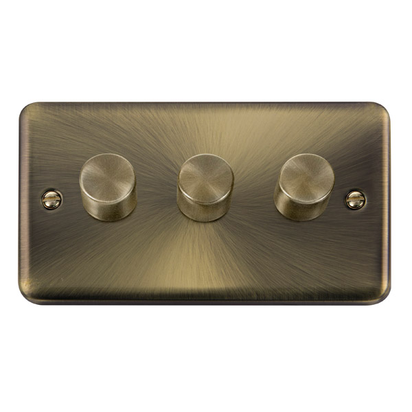 Click Deco Plus Antique Brass 3 Gang 2 Way 400Va Dimmer Switch DPAB153 