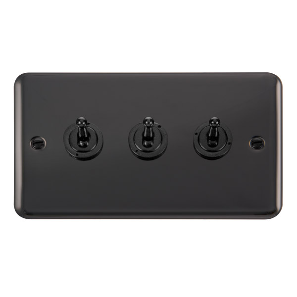 Click Deco Plus Black Nickel 3 Gang 2 Way Toggle Switch DPBN423