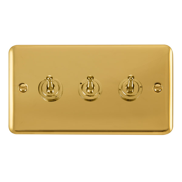 Click Deco Plus Polished Brass 3 Gang 2 Way Toggle Switch DPBR423