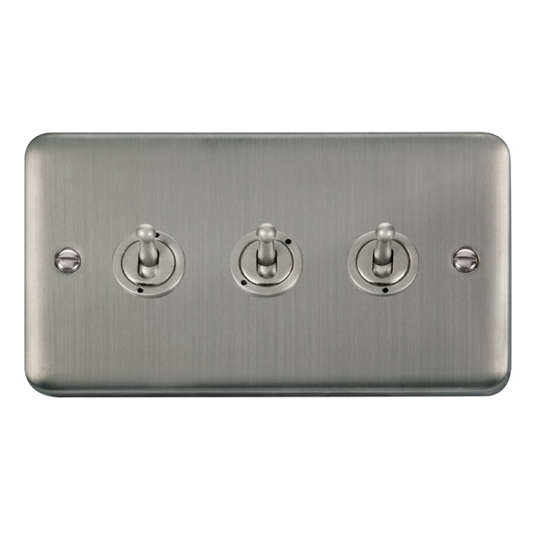 Click Deco Plus Stainless Steel 3 Gang 2 Way Toggle Switch DPSS423