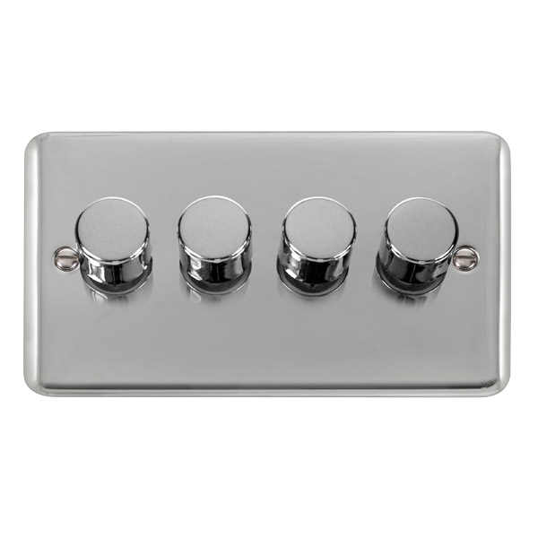 Click Deco Plus Polished Chrome 4 Gang 2 Way 100W LED Dimmer Switch DPCH164