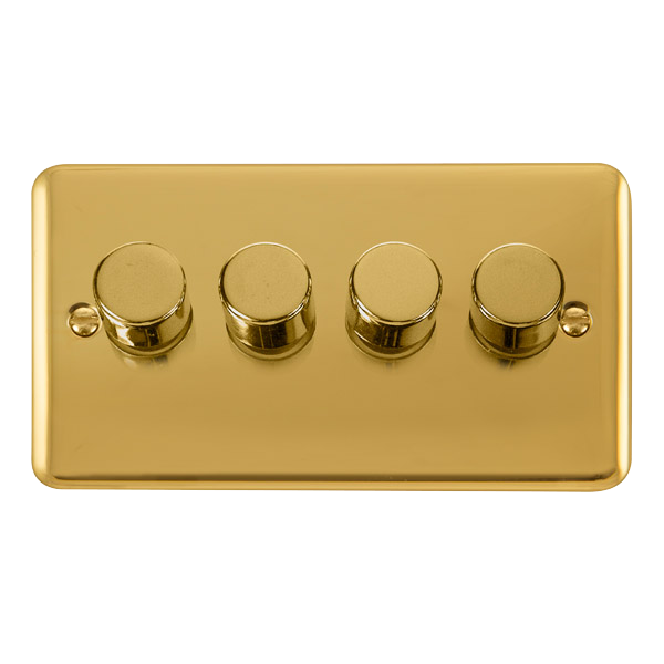 Click Deco Plus Polished Brass 4 Gang 2 Way 100W LED Dimmer Switch DPBR164