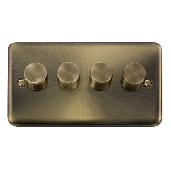 Click Deco Plus Antique Brass 4 Gang 2 Way 400Va Dimmer Switch DPAB154