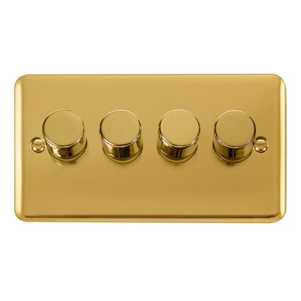 Click Deco Plus Polished Brass 4 Gang 2 Way 400Va Dimmer Switch DPBR154 