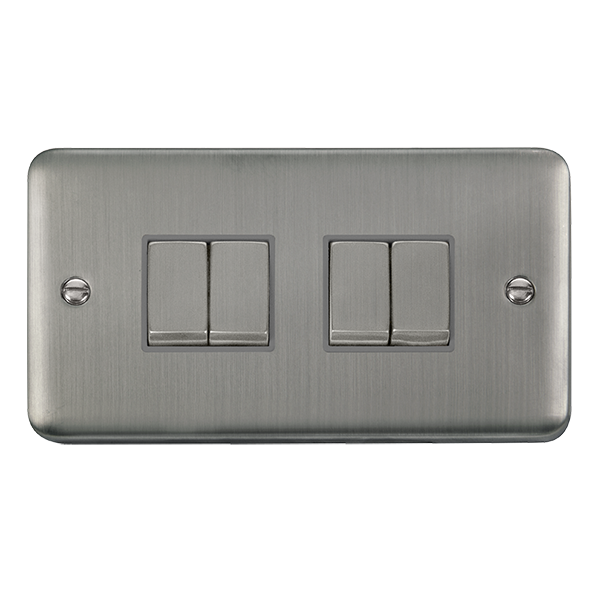 Click Deco Plus Stainless Steel 4 Gang 2 Way Ingot Switch DPSS414GY