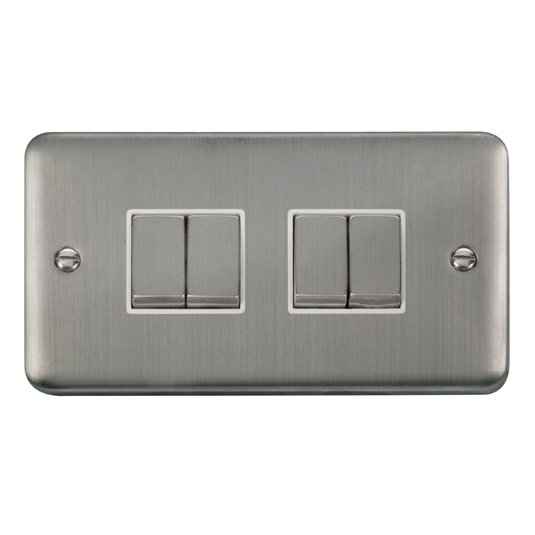 Click Deco Plus Stainless Steel 4 Gang 2 Way Ingot Switch DPSS414WH