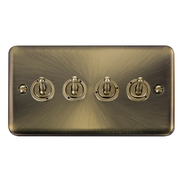 Click Deco Plus Antique Brass 4 Gang 2 Way Toggle Switch DPAB424
