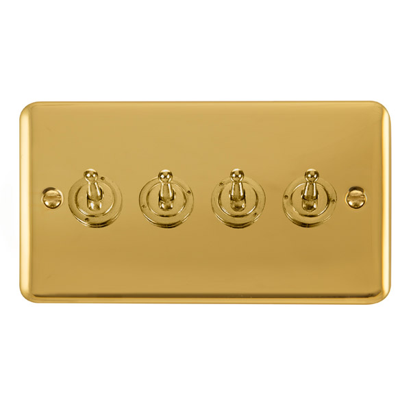 Click Deco Plus Polished Brass 4 Gang 2 Way Toggle Switch DPBR424