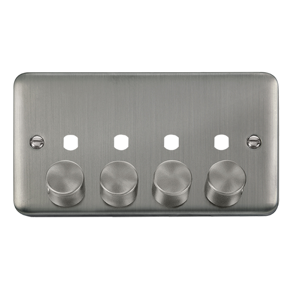 Click Deco Plus Stainless Steel 4 Gang Empty Dimmer Plate & Knobs DPSS154PL