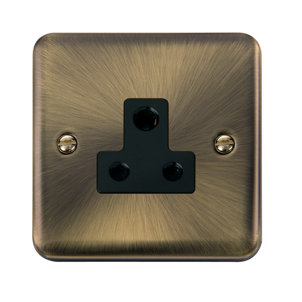 Click Deco Plus Antique Brass 5A Round Pin Socket DPAB038BK