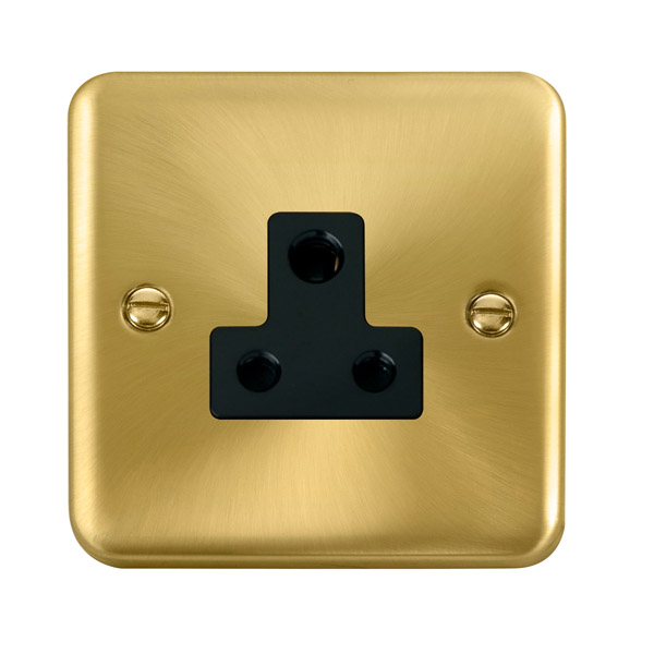 Click Deco Plus Satin Brass 5A Round Pin Socket DPSB038BK