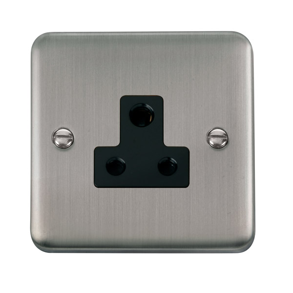 Click Deco Plus Stainless Steel 5A Round Pin Socket DPSS038BK