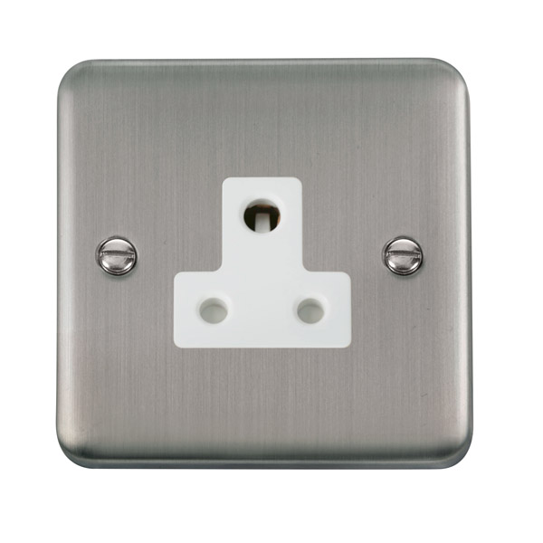 Click Deco Plus Stainless Steel 5A Round Pin Socket DPSS038WH