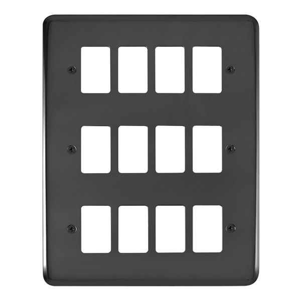 Click Deco Plus Black Nickel 12 Gang Grid Pro Front Plate DPBN20512