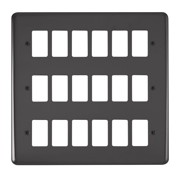 Click Deco Plus Black Nickel 18 Gang Grid Pro Front Plate DPBN20518